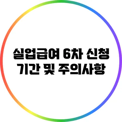 실업급여 6차 신청 기간 및 주의사항