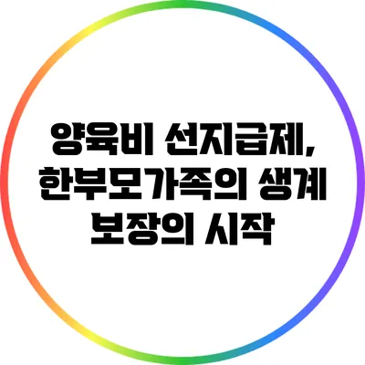 양육비 선지급제, 한부모가족의 생계 보장의 시작