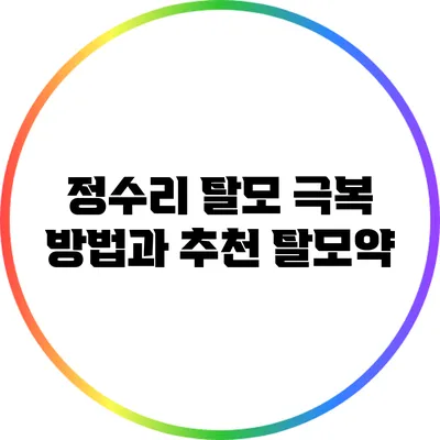 정수리 탈모 극복 방법과 추천 탈모약