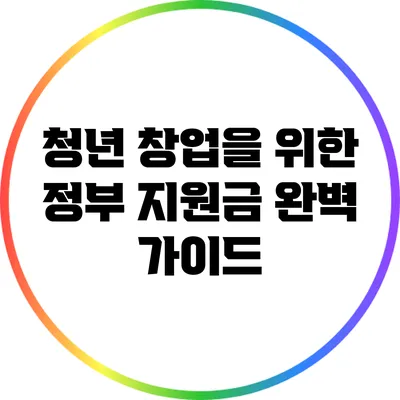 청년 창업을 위한 정부 지원금 완벽 가이드