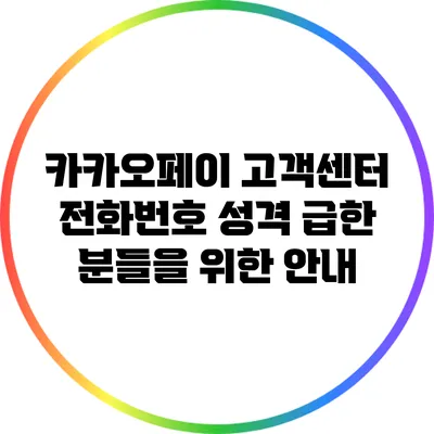 카카오페이 고객센터 전화번호: 성격 급한 분들을 위한 안내