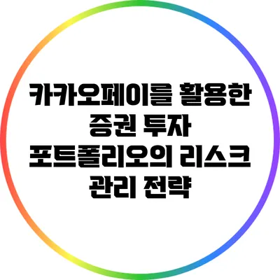 카카오페이를 활용한 증권 투자 포트폴리오의 리스크 관리 전략