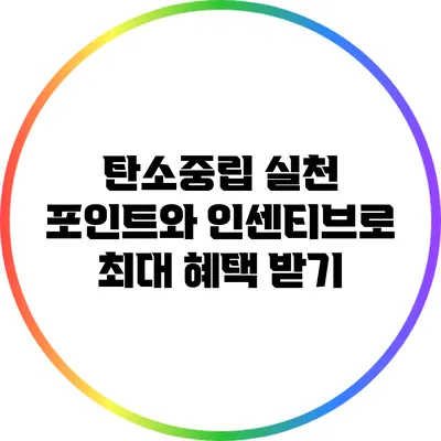 탄소중립 실천 포인트와 인센티브로 최대 혜택 받기