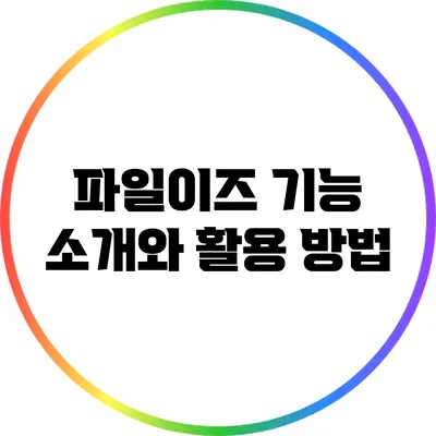 파일이즈 기능 소개와 활용 방법