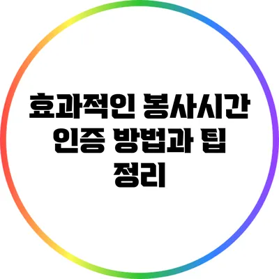 효과적인 봉사시간 인증 방법과 팁 정리