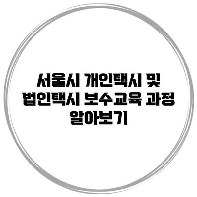 서울시 개인택시 및 법인택시 보수교육 과정 알아보기