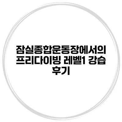 잠실종합운동장에서의 프리다이빙 레벨1 강습 후기