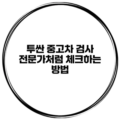 투싼 중고차 검사 전문가처럼 체크하는 방법
